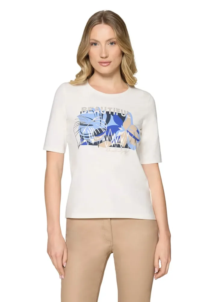 Jersey-Shirt mit Frontmotiv - cremeweiss - Gr. 40 von Goldner Fashion