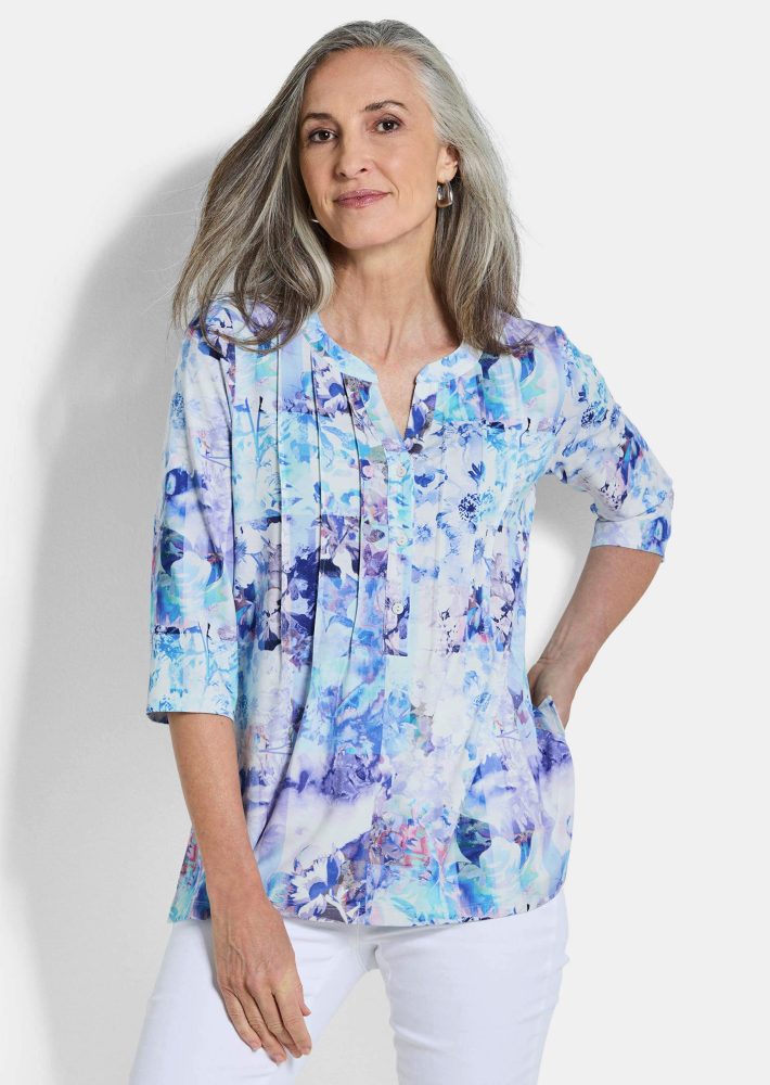 Tunika aus weichem Viskose-Jersey - blau / gemustert - Gr. 21 von Goldner Fashion