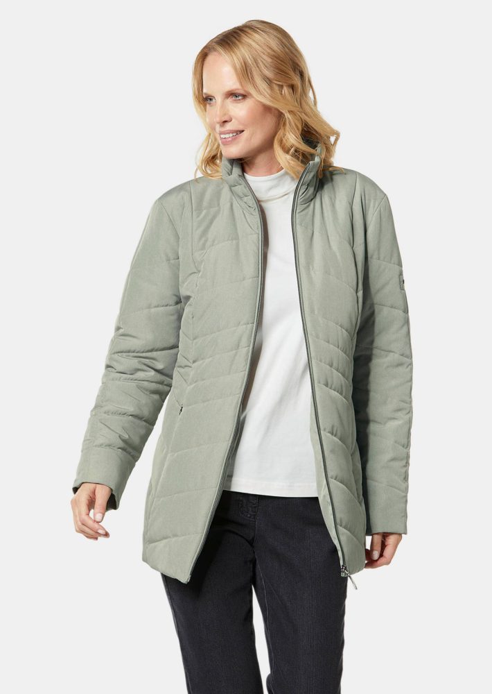 Warme Steppjacke in Jeansoptik - graugrün / méliert - Gr. 22 von Goldner Fashion