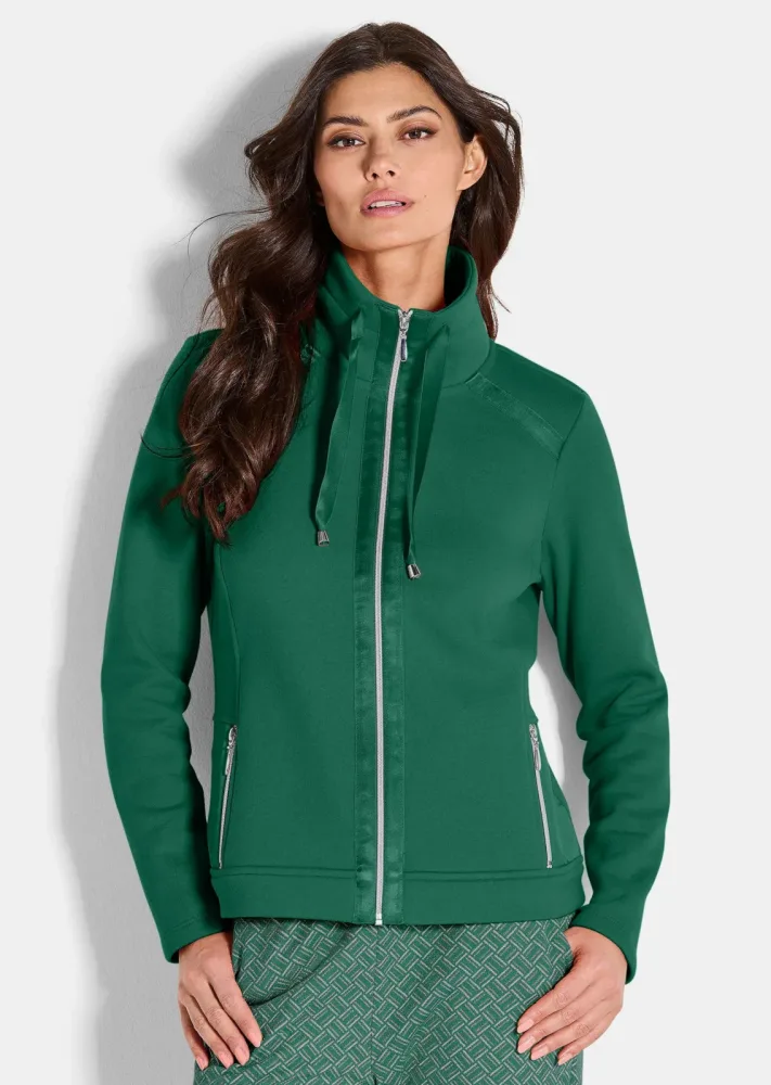 Sweatjacke mit Satin-Bändern - petrol - Gr. 19 von Goldner Fashion