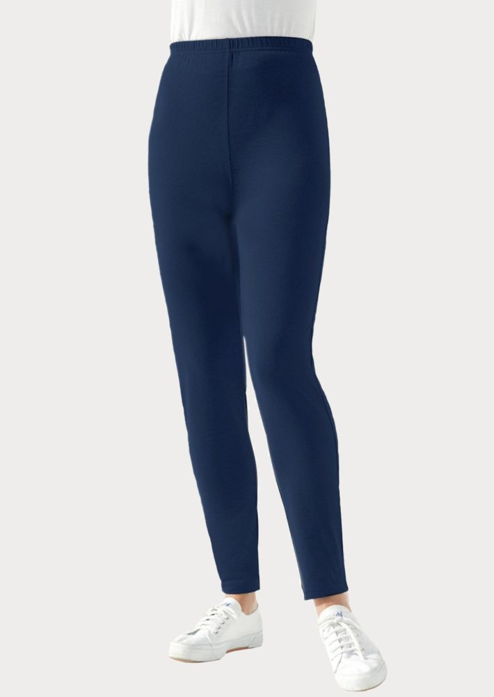 Stretch-Leggings aus gekämmter Baumwolle - marine - Gr. 20 von Goldner Fashion