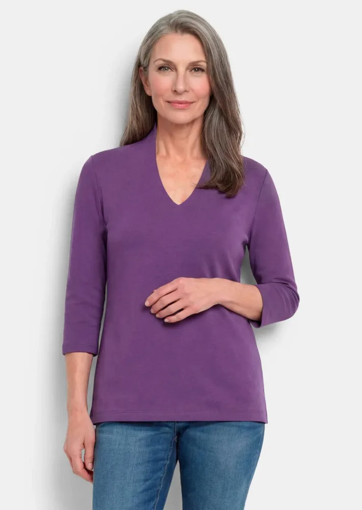 Basic-Shirt aus Interlock-Jersey - lila - Gr. 25 von Goldner Fashion
