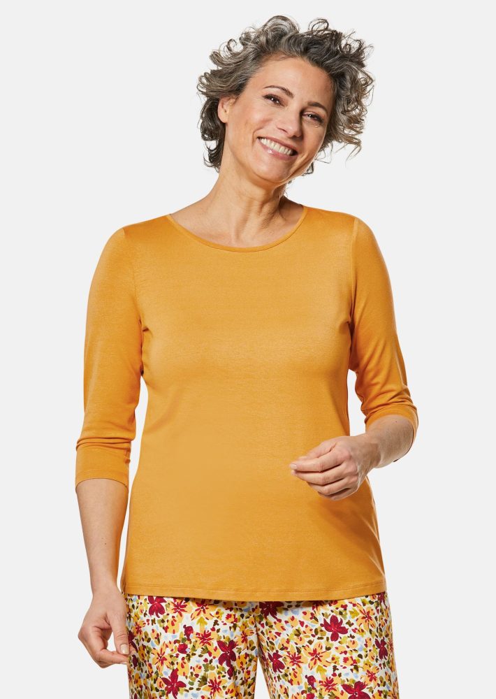Trageangenehmes Viskoseshirt mit Elasthan - honig - Gr. 24 von Goldner Fashion