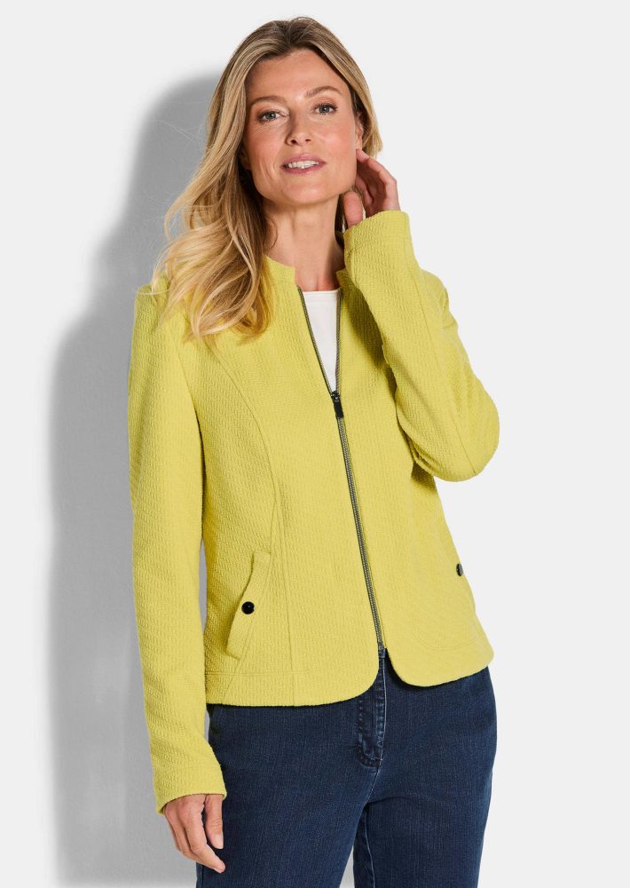 Jersey-Blazer mit Reissverschluss - gelb - Gr. 46 von Goldner Fashion