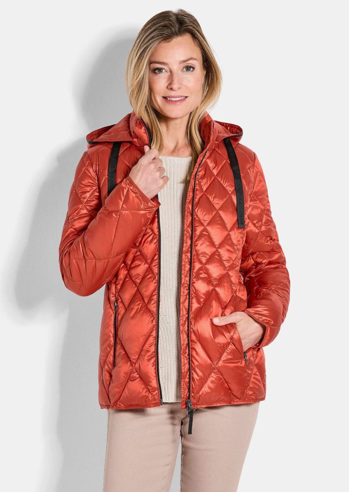 Steppjacke mit Rautenmuster - terrakotta - Gr. 54 von Goldner Fashion