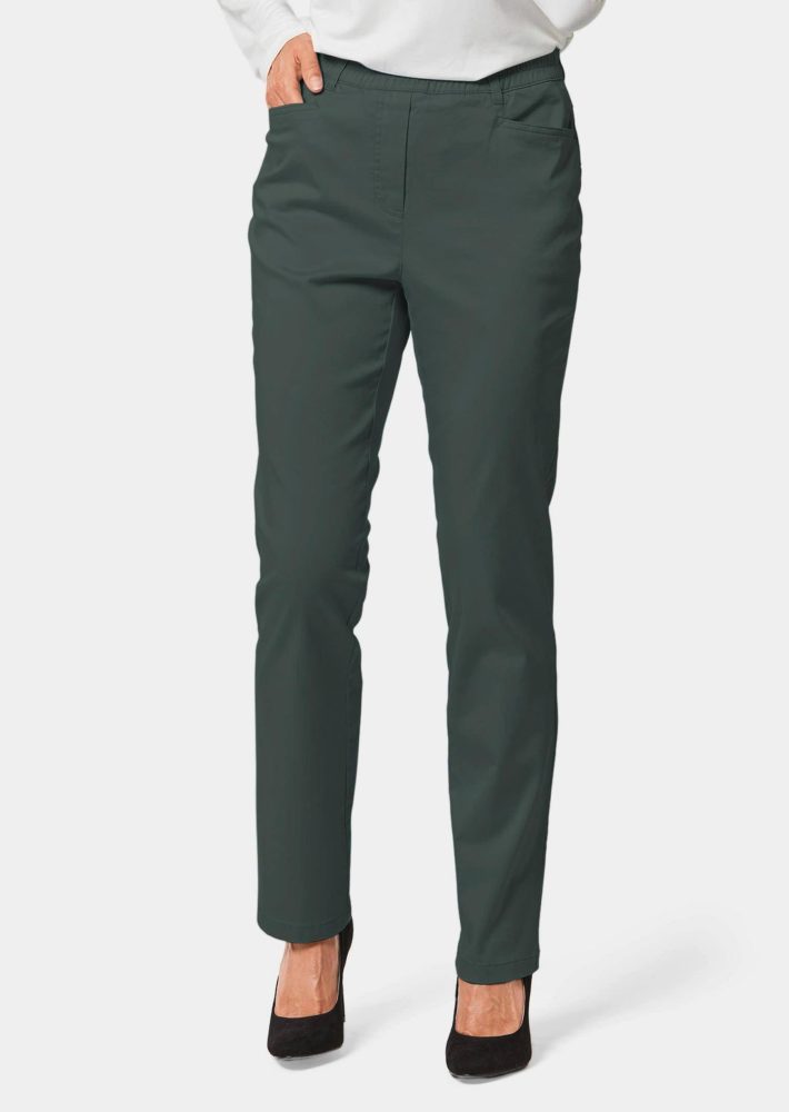 Schlupfhose LOUISA aus Baumwoll-Satin - dunkelgrün - Gr. 20 von Goldner Fashion