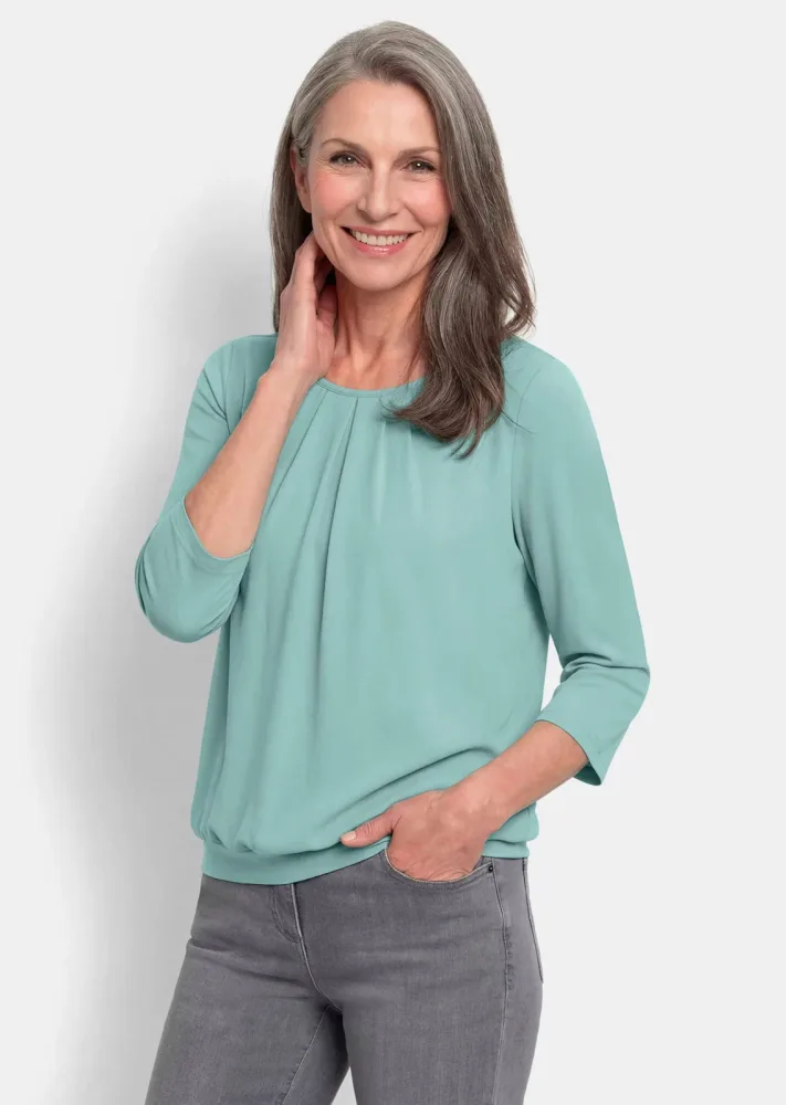 Gepflegtes Shirt in eleganter Blusen-Optik - mint - Gr. 20 von Goldner Fashion