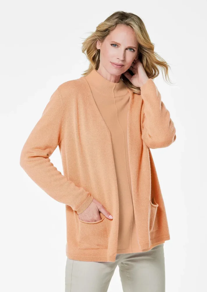 Kaschmir-Longstrickjacke - pfirsich - Gr. 42 von Goldner Fashion
