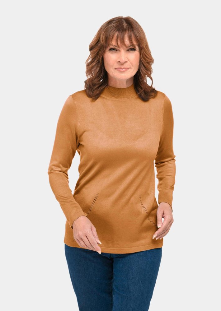 Unkomplizierter Stehbundpullover - honig - Gr. 19 von Goldner Fashion