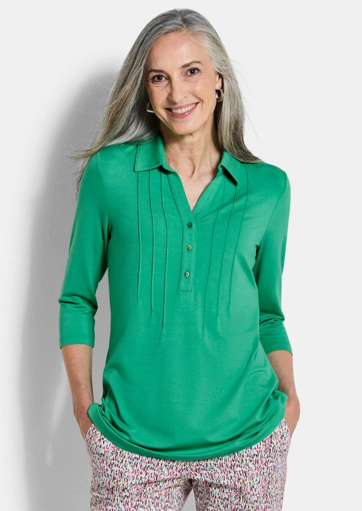 Tunikashirt aus Jersey mit Biesen - grün - Gr. 48 von Goldner Fashion