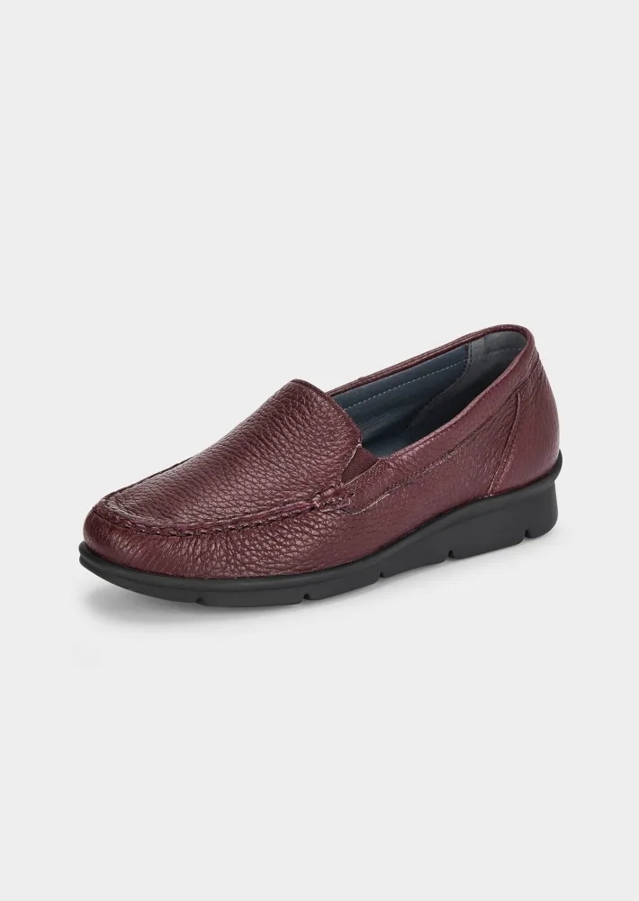 Slipper aus Hirschleder mit Wechselfussbett - bordeaux - Gr. 36 von Goldner Fashion