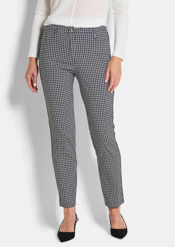 Vichy-Hose LOUISA in Seersucker Qualität - schwarz / weiss / gemustert - Gr. 46 von Goldner Fashion