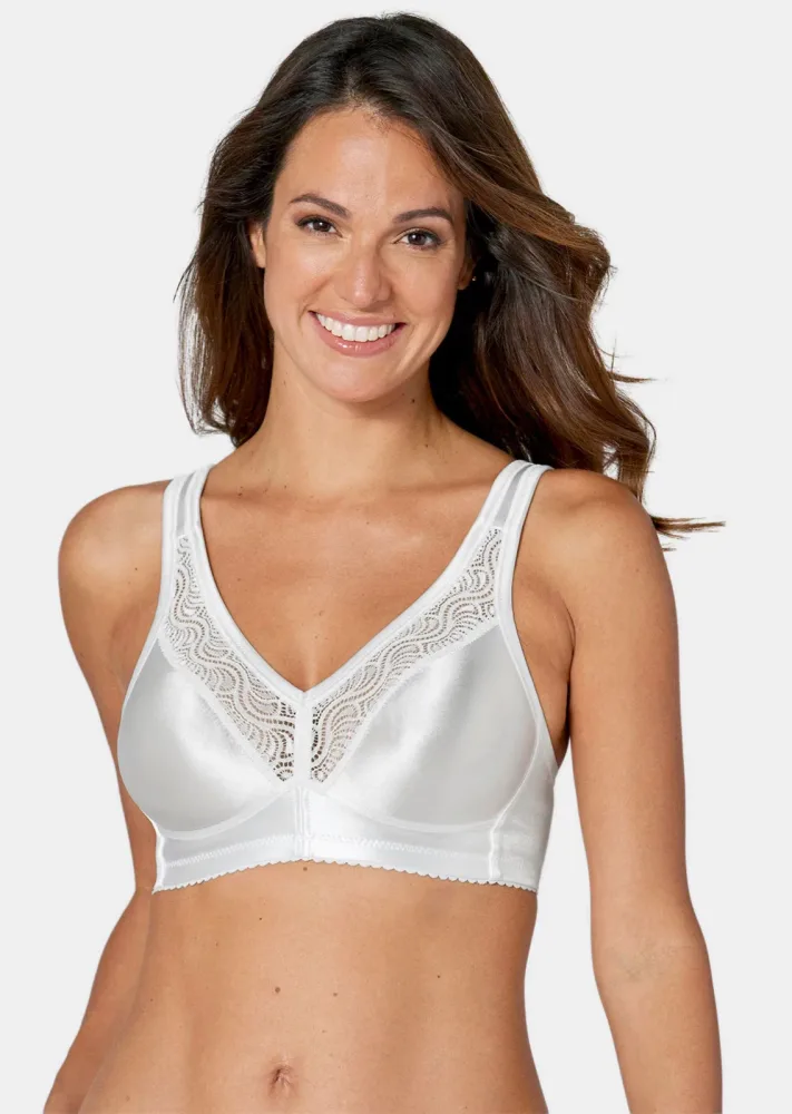 Bügelloser Soft-BH mit Spitze - weiss - Gr. 115 B von Goldner Fashion