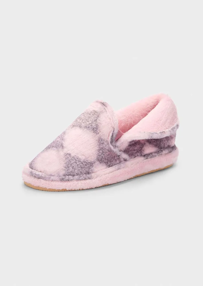 Plüsch-Hausschuhe mit Rautenmuster - rosé / grau - Gr. 36 von Goldner Fashion