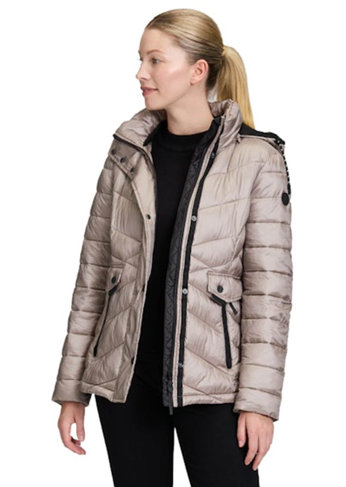 Dick wattierte Steppjacke aus Kunstdaune - taupe - Gr. 38 von Goldner Fashion