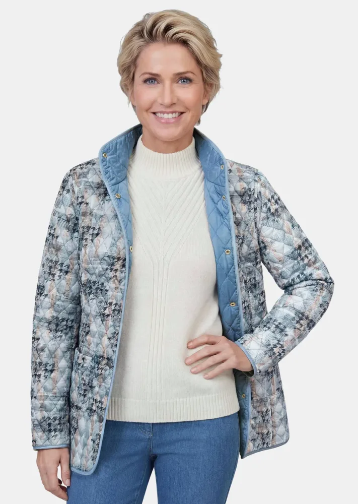 Leichte Wendejacke mit Rautenstepp - rauchblau / gemustert - Gr. 25 von Goldner Fashion