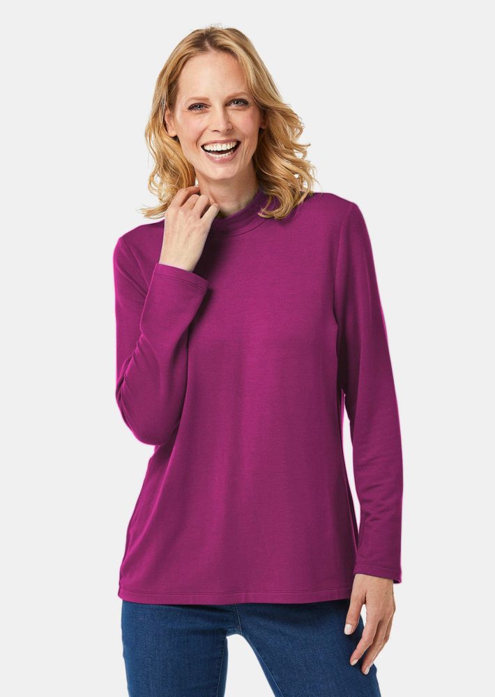 Stehkragenshirt mit Langarm - beere - Gr. 23 von Goldner Fashion