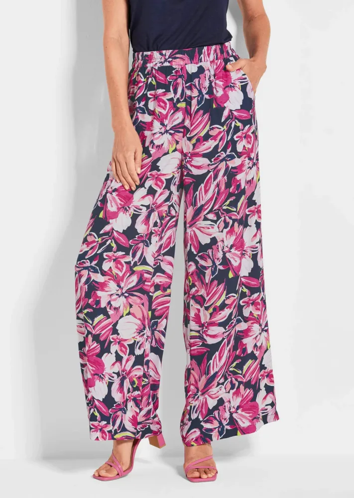 Druckhose VERA mit Blütenmuster - pink / marine / gemustert - Gr. 21 von Goldner Fashion