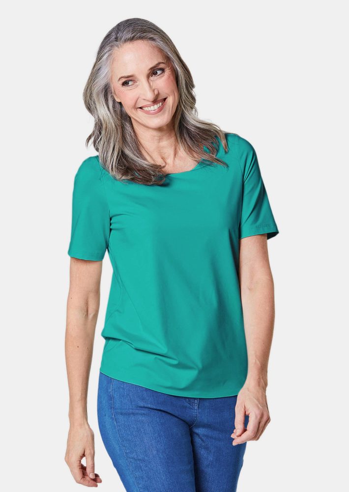 Gepflegtes Shirt in formstabiler Ware - türkis - Gr. 20 von Goldner Fashion