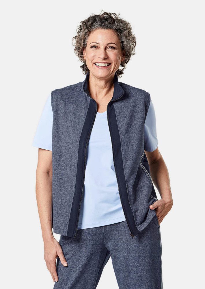 Freizeitweste mit Reißverschluss - blau / marine - Gr. 22 von Goldner Fashion