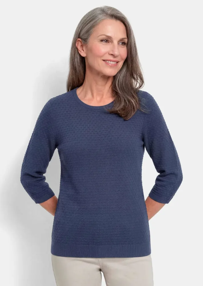 Strickpullover mit Pünktchenmuster - marine - Gr. 19 von Goldner Fashion