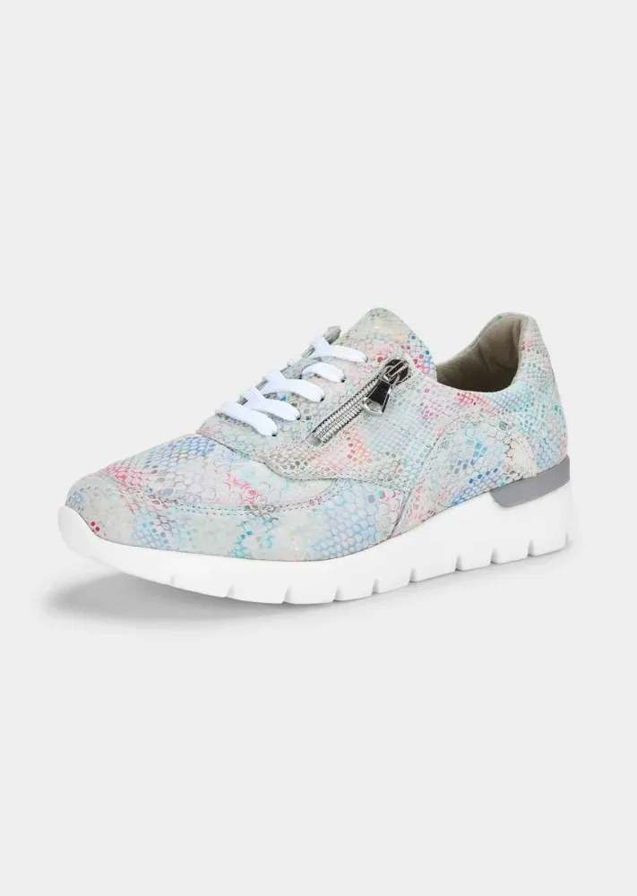 Sneaker mit femininem Foliendruck - grau / bunt - Gr. 4 von Goldner Fashion
