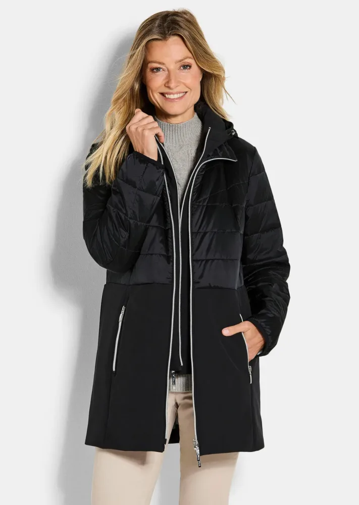 Steppmantel mit Softshell-Einsatz - schwarz - Gr. 20 von Goldner Fashion