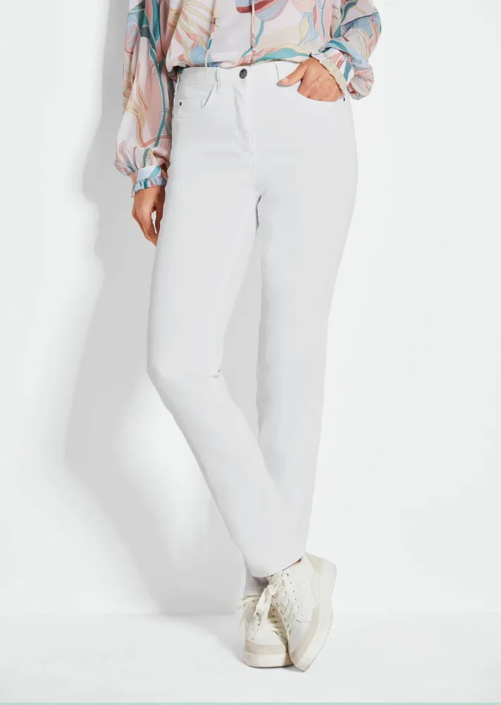 Schmale High-Stretch-Jeans LOUISA - weiss - Gr. 19 von Goldner Fashion