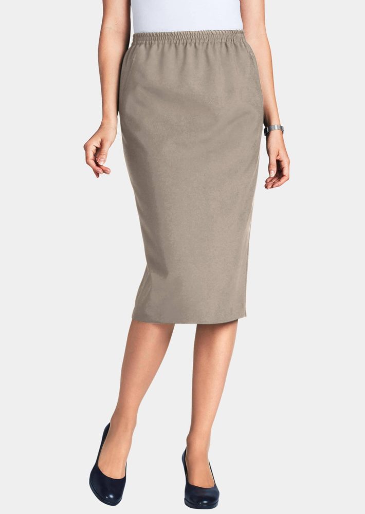 Knitterfreier Reiseschlupfjupe - taupe - Gr. 22 von Goldner Fashion