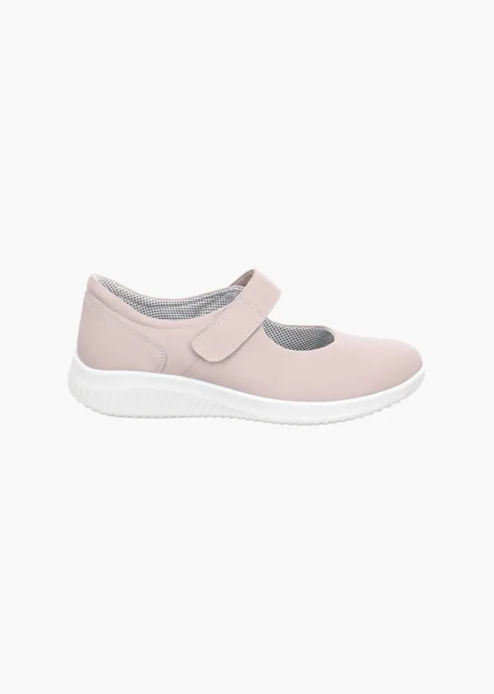 Slipper aus Leder mit Klettverschlussriemen - rosé - Gr. 37 von Goldner Fashion