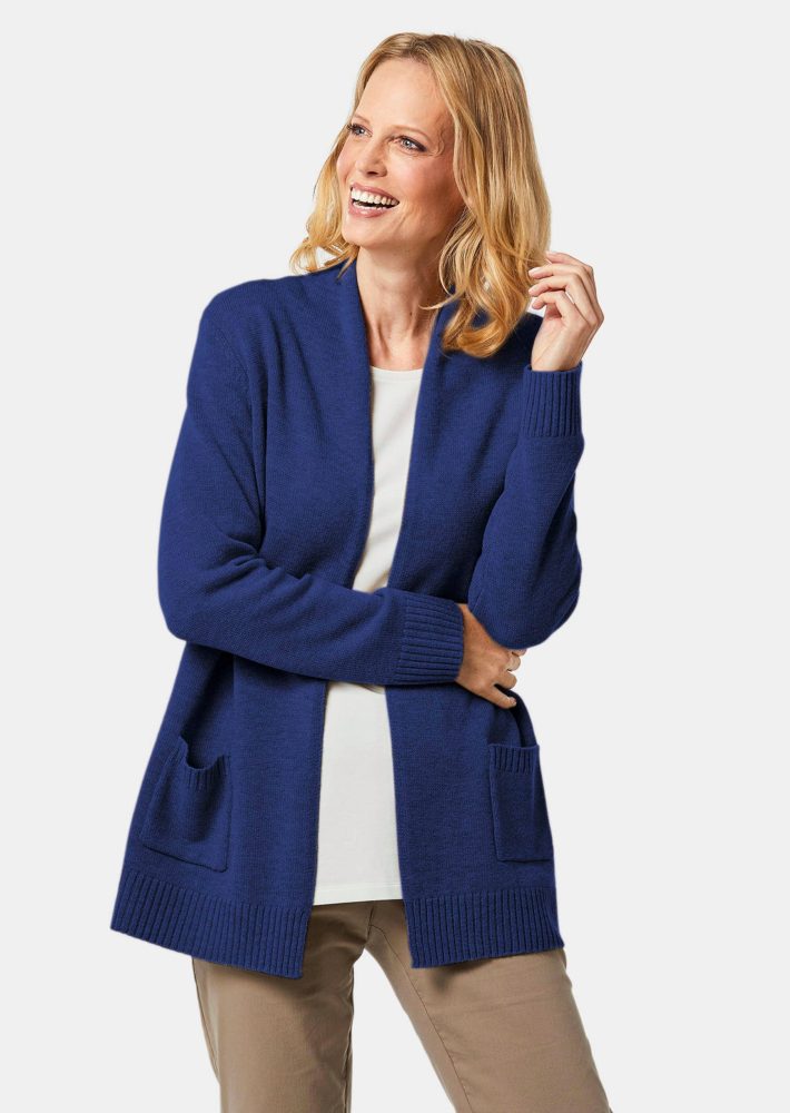 Strickjacke aus Merinowolle - marine - Gr. 19 von Goldner Fashion