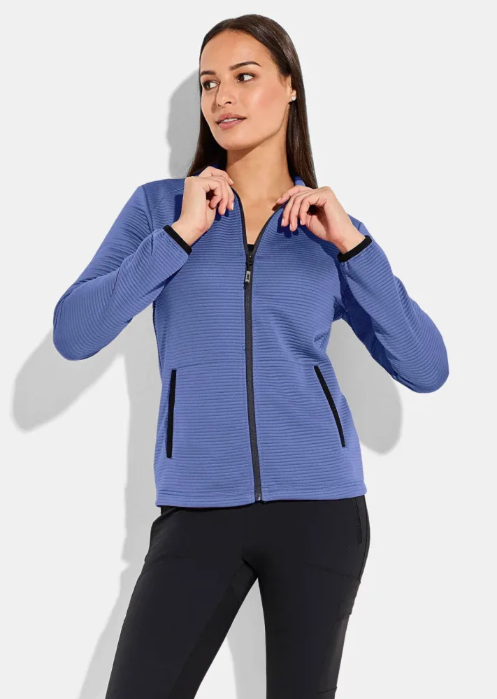 Leichte Freizeitjacke in Querrippenstruktur - blau - Gr. 40 von Goldner Fashion