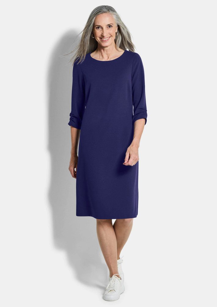 Elegantes Kleid mit gerafften Ärmeln - royalblau - Gr. 19 von Goldner Fashion