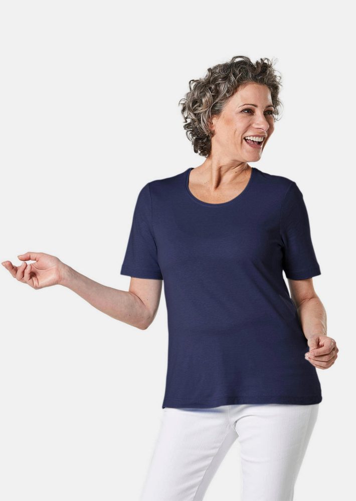 Basic T-Shirt aus reiner Baumwolle - marine - Gr. 21 von Goldner Fashion