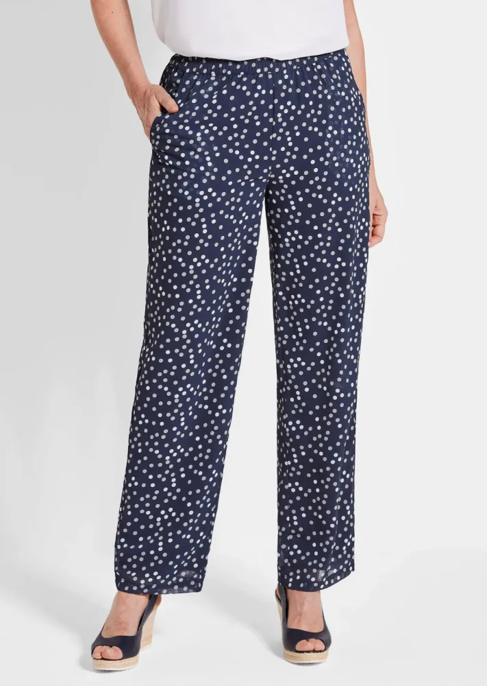 Hose VERA mit Tupfen-Muster - marine / gemustert - Gr. 48 von Goldner Fashion