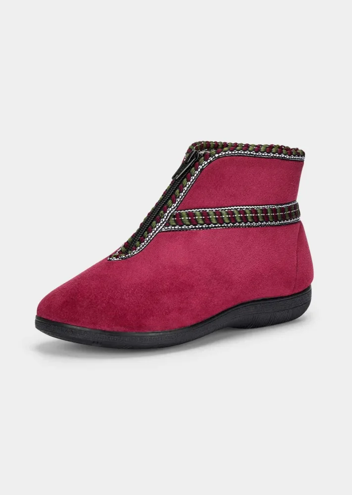 Hausschuhe mit hohem Schaft - bordeaux - Gr. 37 von Goldner Fashion