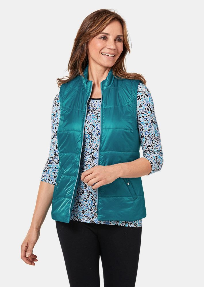 Leichte Steppweste mit Stehkragen - türkis - Gr. 50 von Goldner Fashion