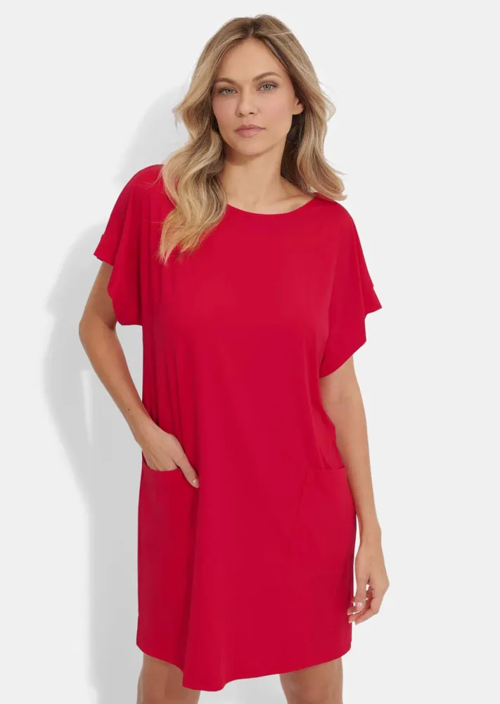 Legeres Strandkleid aus glatter Funktionsware - rot - Gr. S von Goldner Fashion