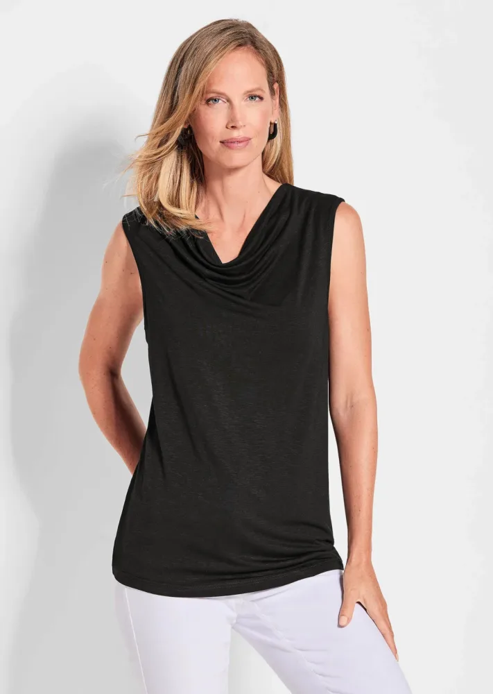 Luftiges Top mit Wasserfallausschnitt - schwarz - Gr. 21 von Goldner Fashion