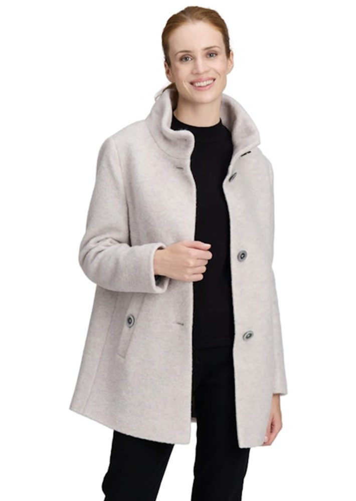 Edler Wollmantel mit Stehkragen - grau / méliert - Gr. 42 von Goldner Fashion