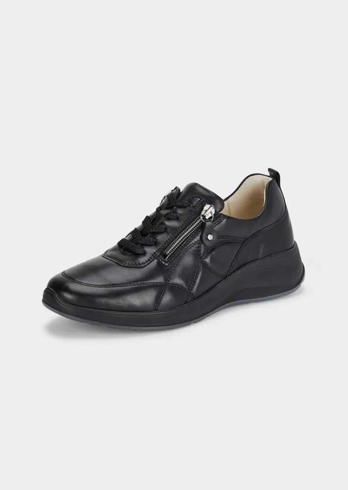 Sneaker aus Leder in Komfort-Weite - schwarz - Gr. 39 von Goldner Fashion