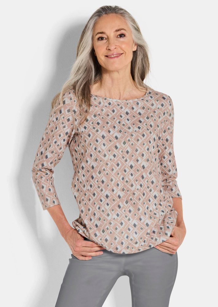 Druckshirt aus flauschigem Jersey - beige / gemustert - Gr. 23 von Goldner Fashion