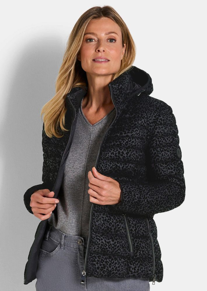 Steppjacke in Animal Print - schwarz - Gr. 44 von Goldner Fashion