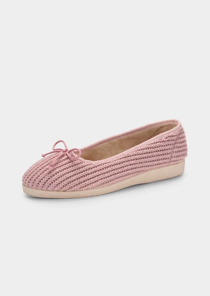 Ballerina-Hausschuhe in Strick-Optik - rosé - Gr. 38 von Goldner Fashion