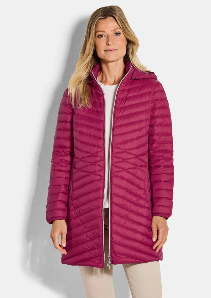 Daunenmantel mit femininer Steppung - bordeaux - Gr. 54 von Goldner Fashion