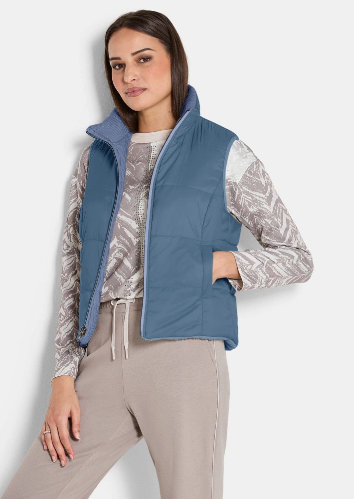 Wendeweste mit Strick- und Steppseite - dunkelblau - Gr. 46 von Goldner Fashion
