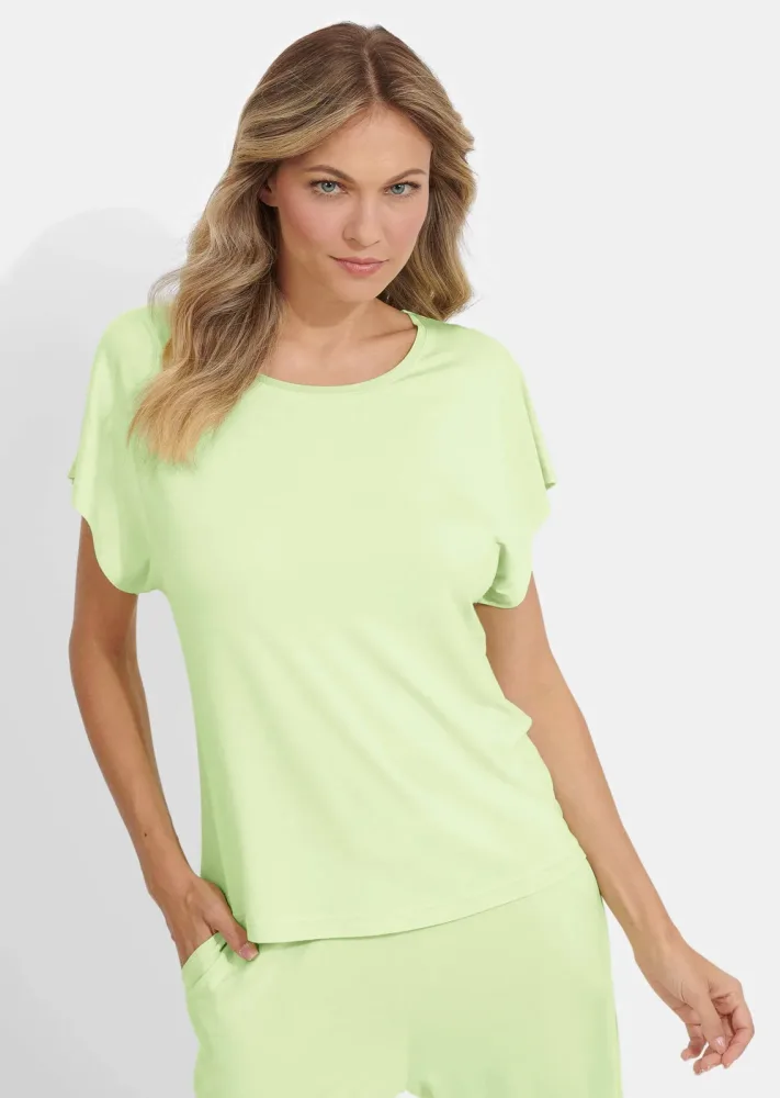 Legeres  Kurzarm-Shirt aus Modal - hellgrün - Gr. 46 von Goldner Fashion