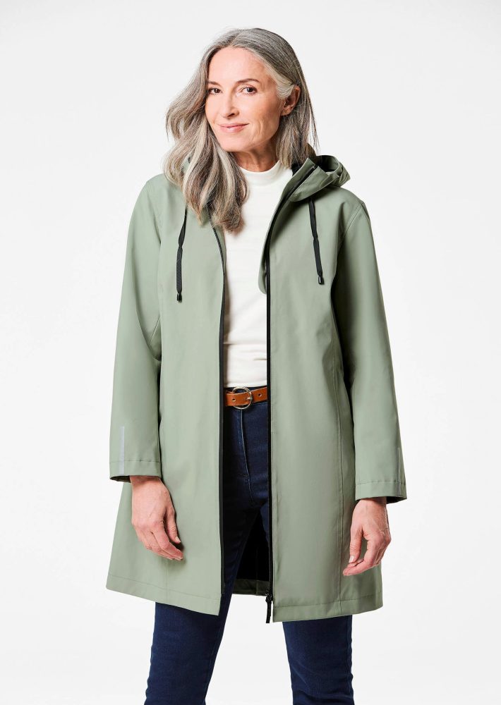 Wasserdichte Funktionsjacke mit Reflektoren - graugrün - Gr. 20 von Goldner Fashion