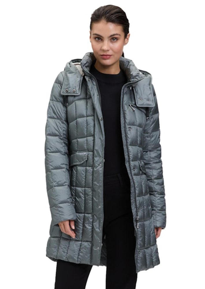 Steppmantel mit abnehmbarer Kapuze - graugrün - Gr. 44 von Goldner Fashion