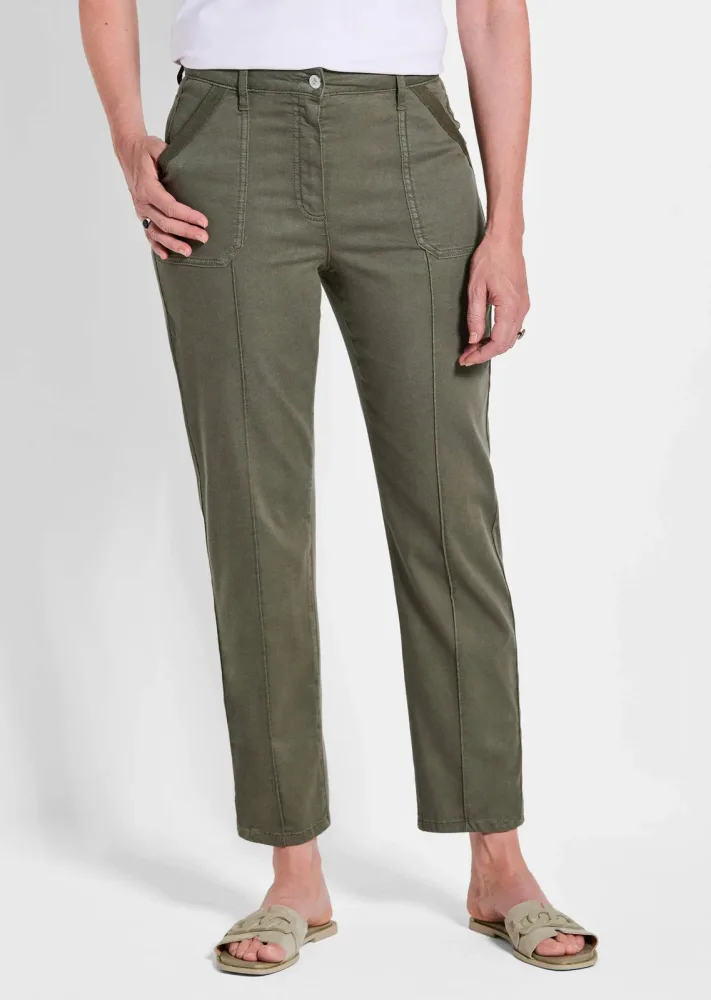 Cargohose SARA mit Biesen - khaki - Gr. 195 von Goldner Fashion